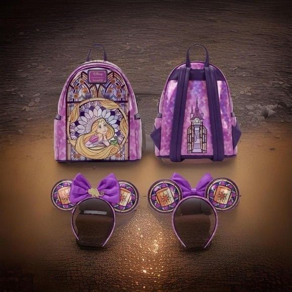 Loungefly Handbags - NWT Loungefly Disney Rapunzel Pascal Stained Glass Princess Backpack Ears
